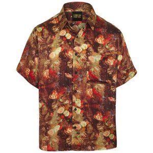 I Dream For You - Button Down Silk Shirt - Red Bloom